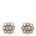 Metal Crystal Double G Clip On Earrings Aged Gold