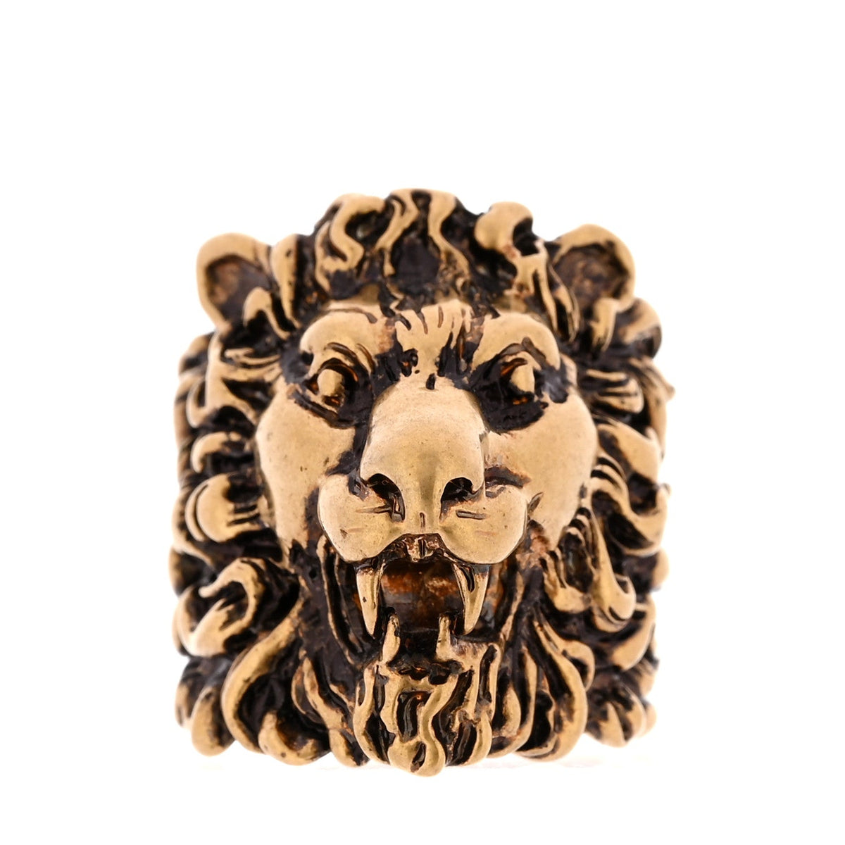 Metal Lion Head Ring 59 8.75 Aged Gold