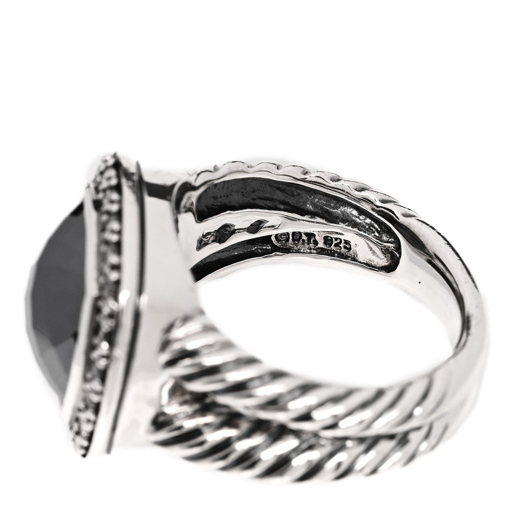 Sterling Silver Diamond Hematine 11mm Albion Ring 54 6.75