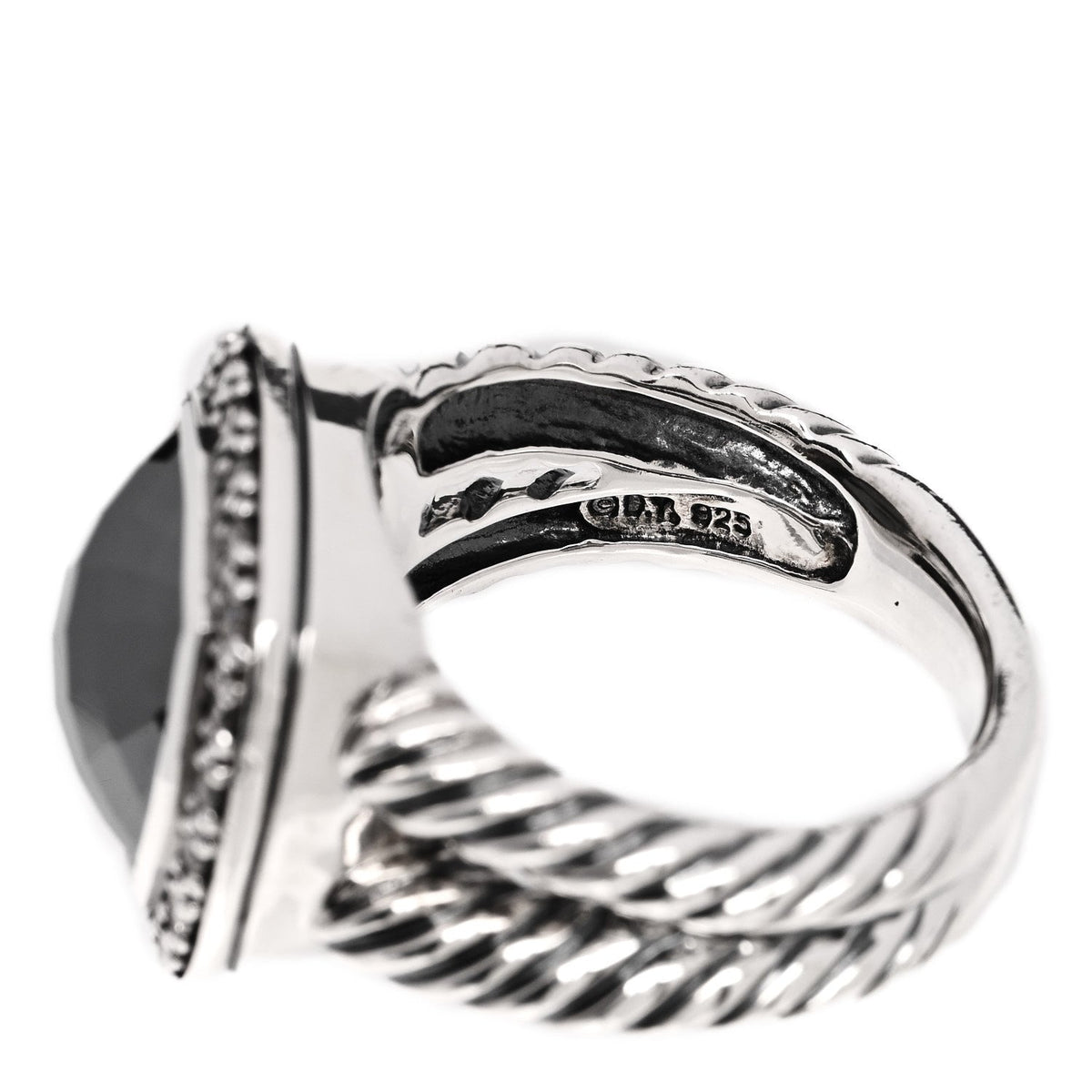 Sterling Silver Diamond Hematine 11mm Albion Ring 54 6.75