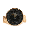 Crystal Ring L Gold Black