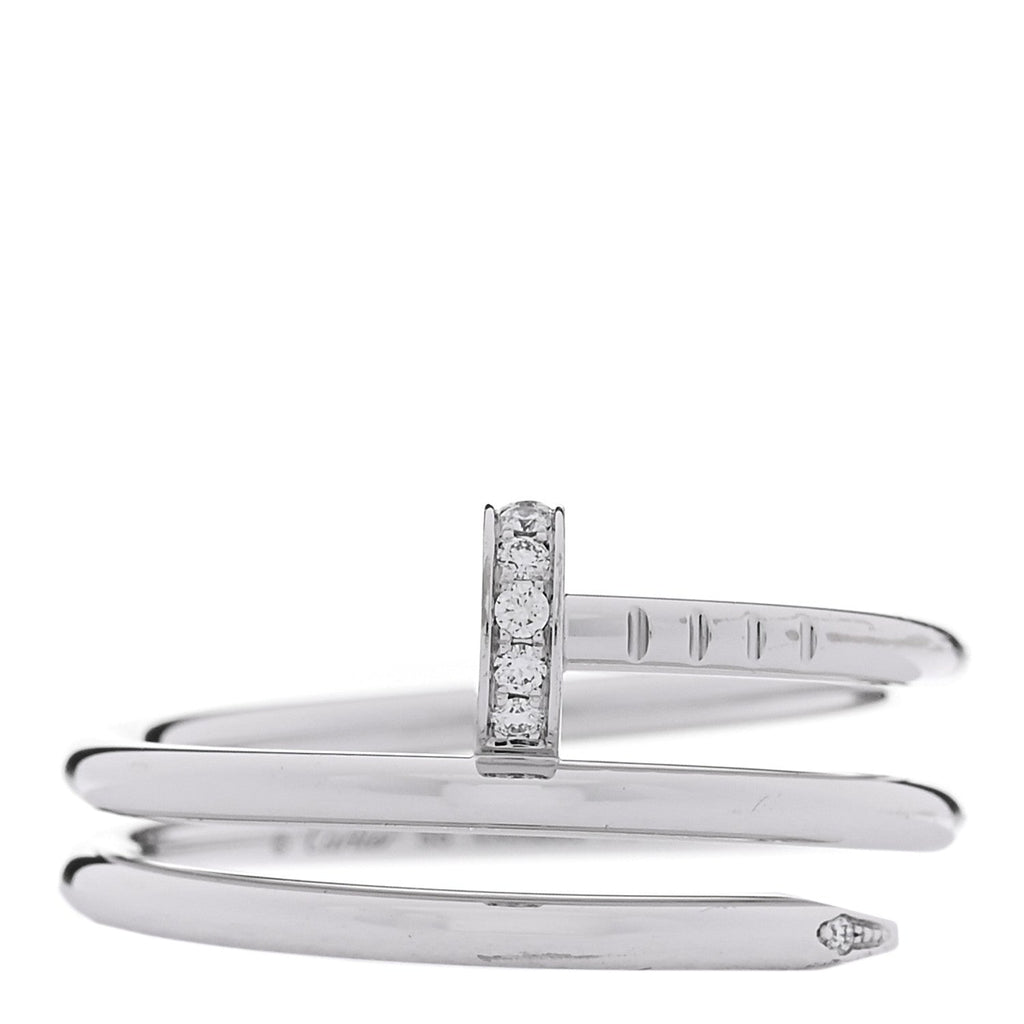 18K White Gold Diamond Double Juste Un Clou Ring 55 7.25