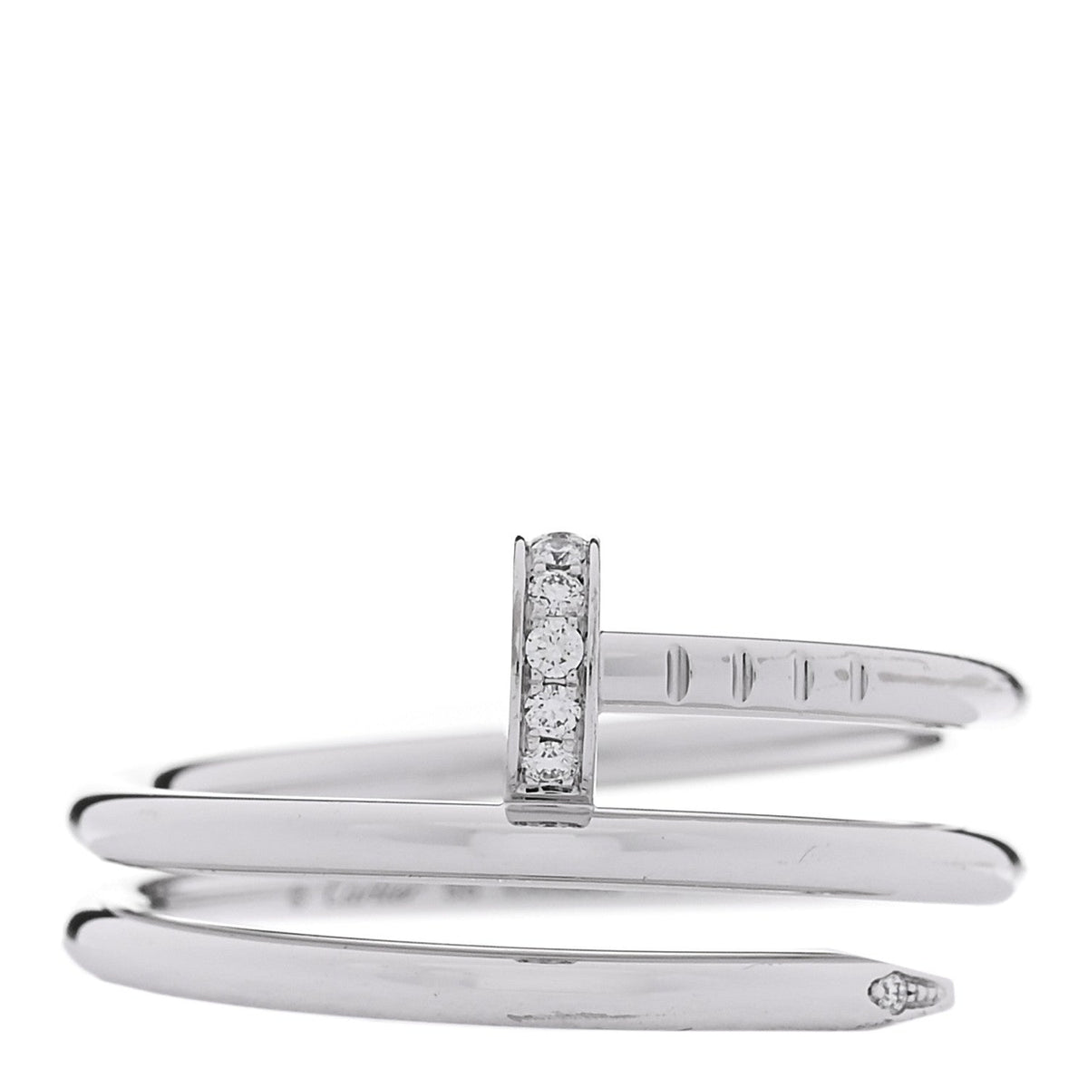 18K White Gold Diamond Double Juste Un Clou Ring 55 7.25