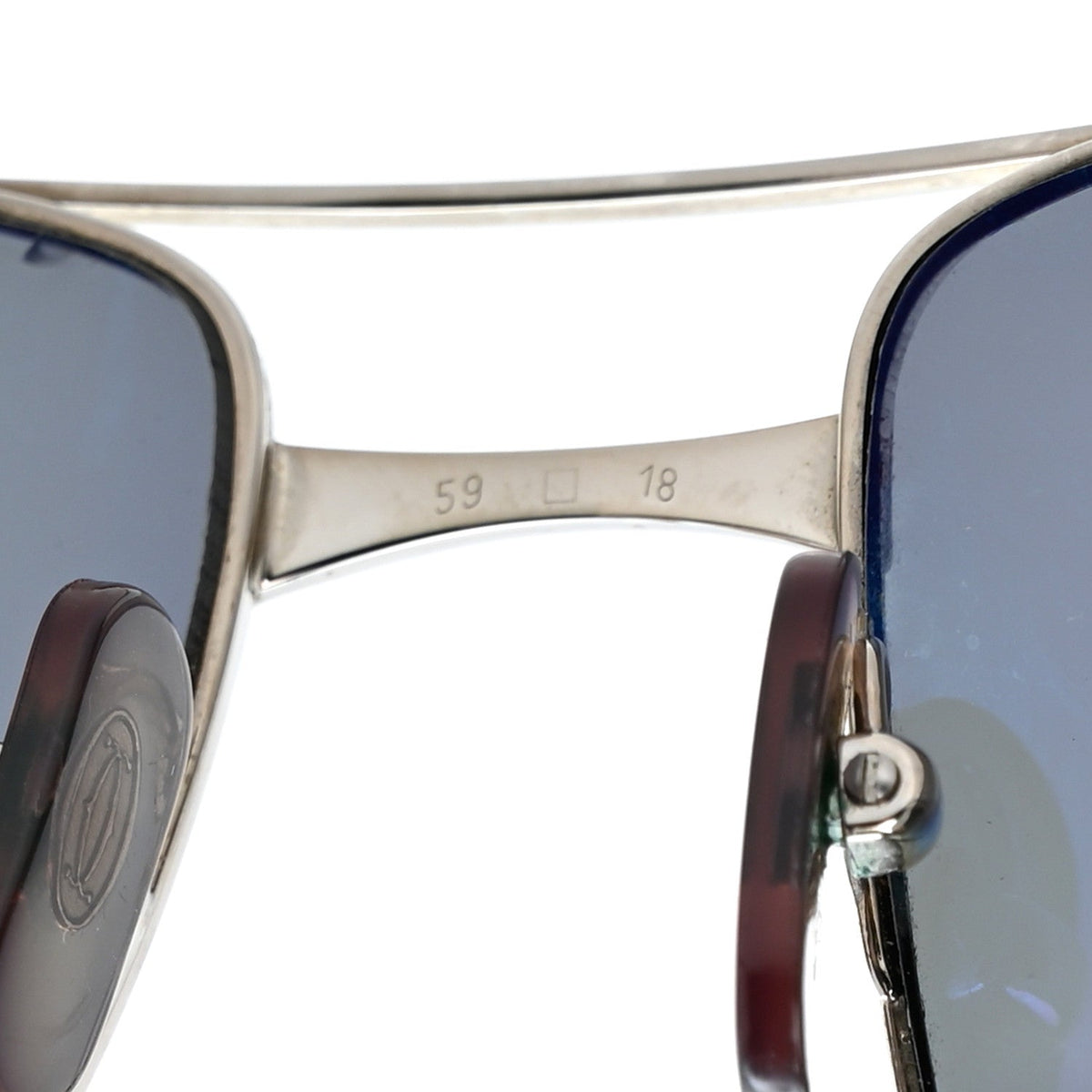 Metal Santos de Cartier Pilot Sunglasses Silver Blue