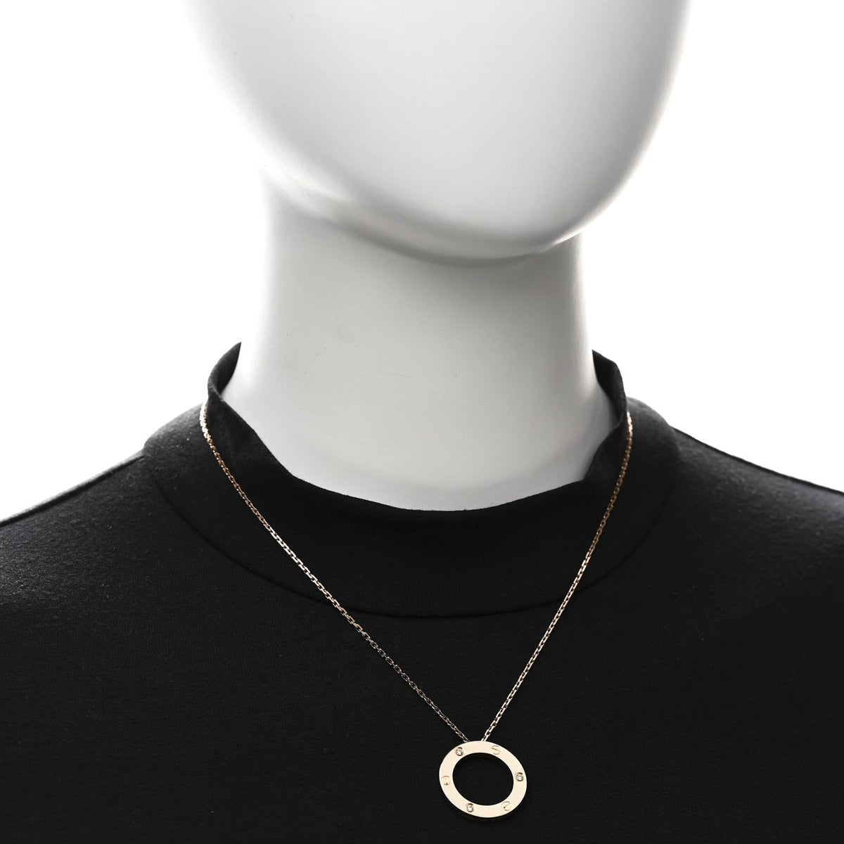 18K Pink Gold 3 Diamonds LOVE Pendant Necklace