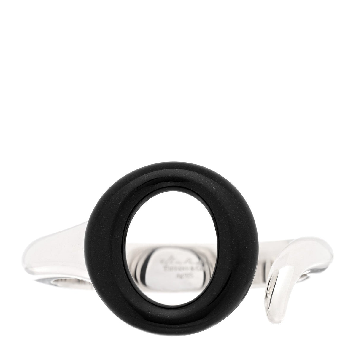 Sterling Silver Black Jade Elsa Peretti Sevillana Cuff Bracelet