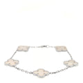 VAN CLEEF &amp; ARPELS 18K White Gold Mother of Pearl 5 Motifs Vintage Alhambra Bracelet