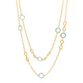 18K Yellow Gold Blue Topaz Infinity Station Necklace