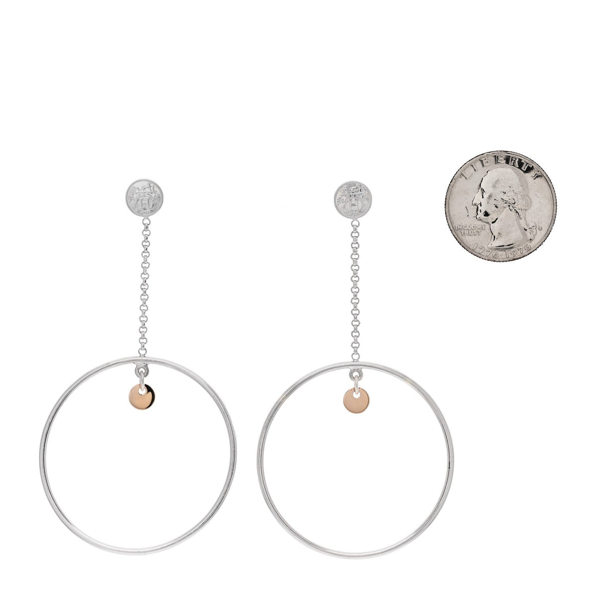 Sterling Silver 18K Rose Gold PM Ex-Libris Hoop Earrings