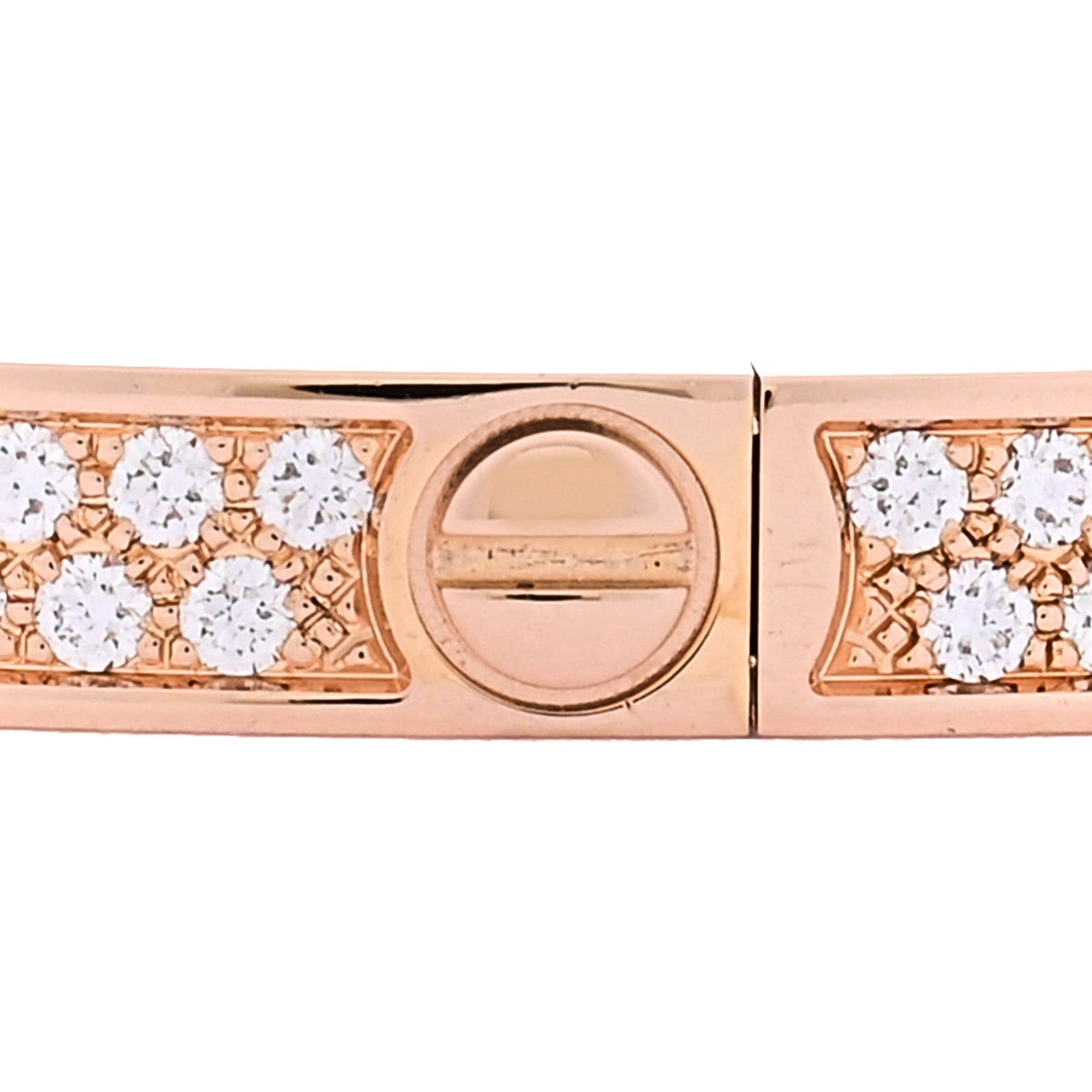 18K Pink Gold Diamond Small LOVE Paved Bracelet 16