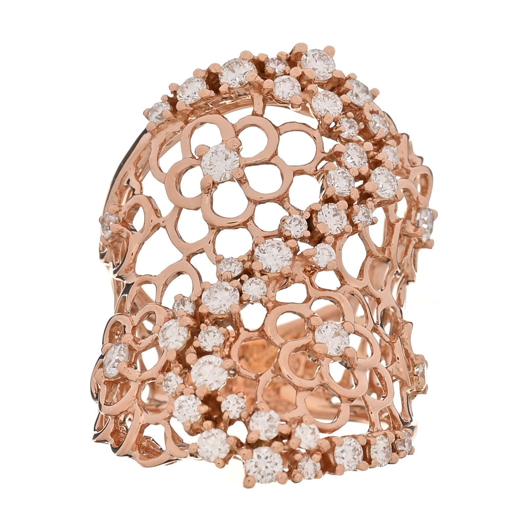 18K Rose Gold Diamond 1.33ctw Flower Mesh Ring 54 7