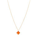 18K Rose Gold Carnelian Sweet Alhambra Pendant Necklace