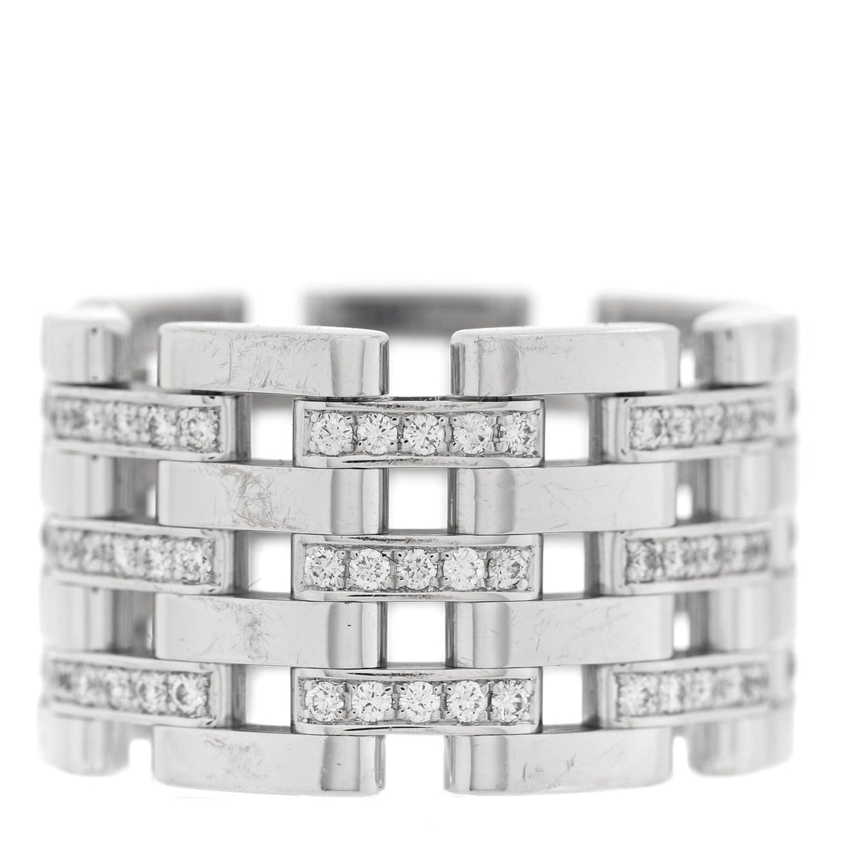 18K White Gold Diamond Les Chaines Ring 50 5.5