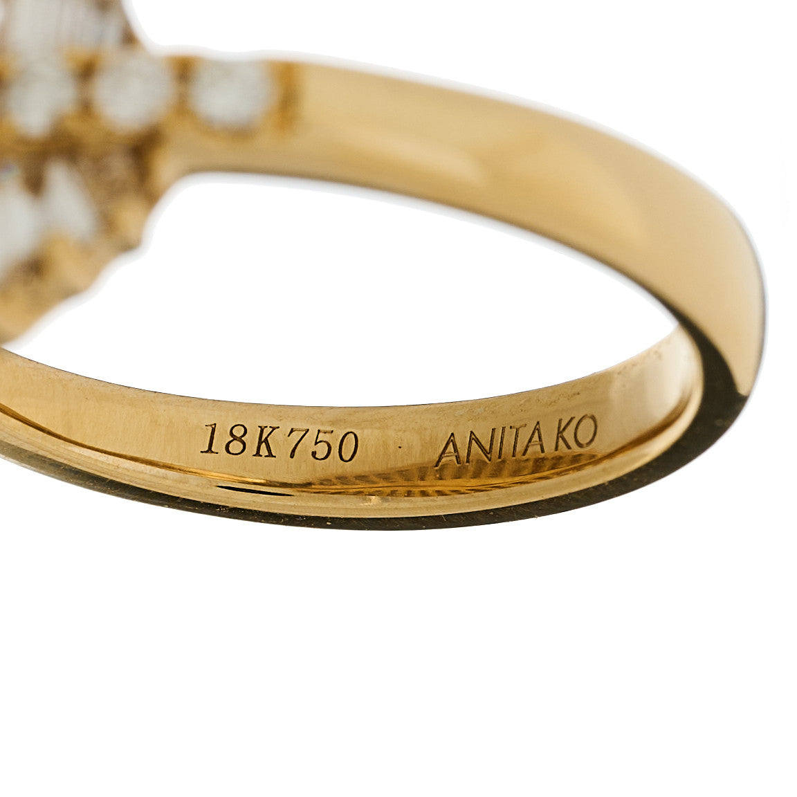 18K Yellow Gold Diamond Sideways Palm Leaf Ring 53 6.5