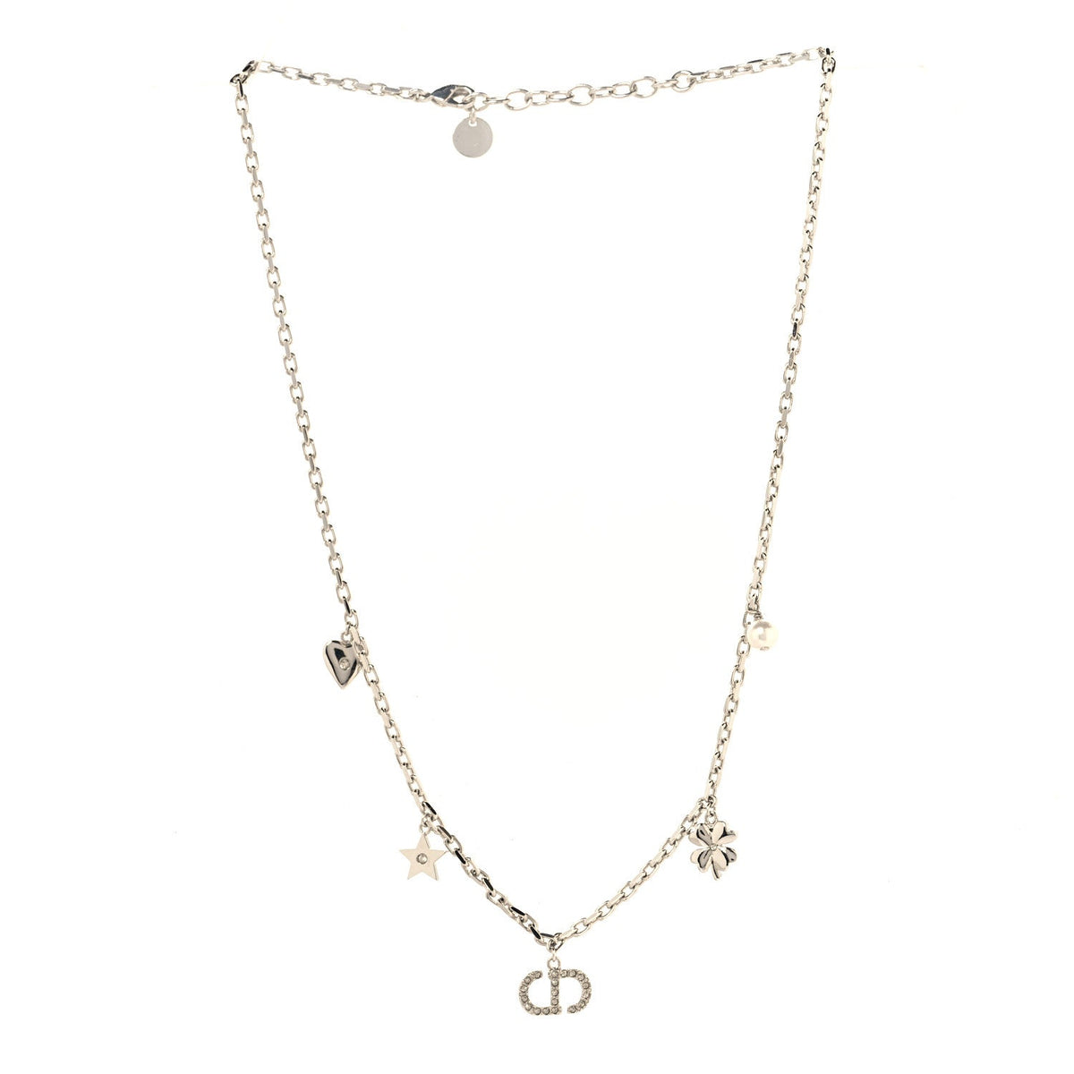 Crystal Petit CD Lucky Charms Necklace Silver