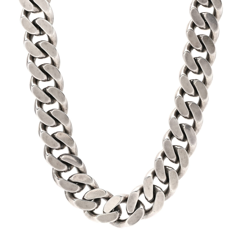 Metal Curb Chain Necklace Oxidized Silver