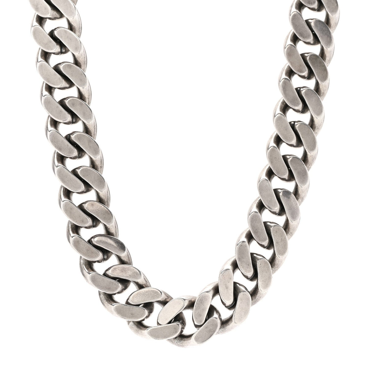 Metal Curb Chain Necklace Oxidized Silver