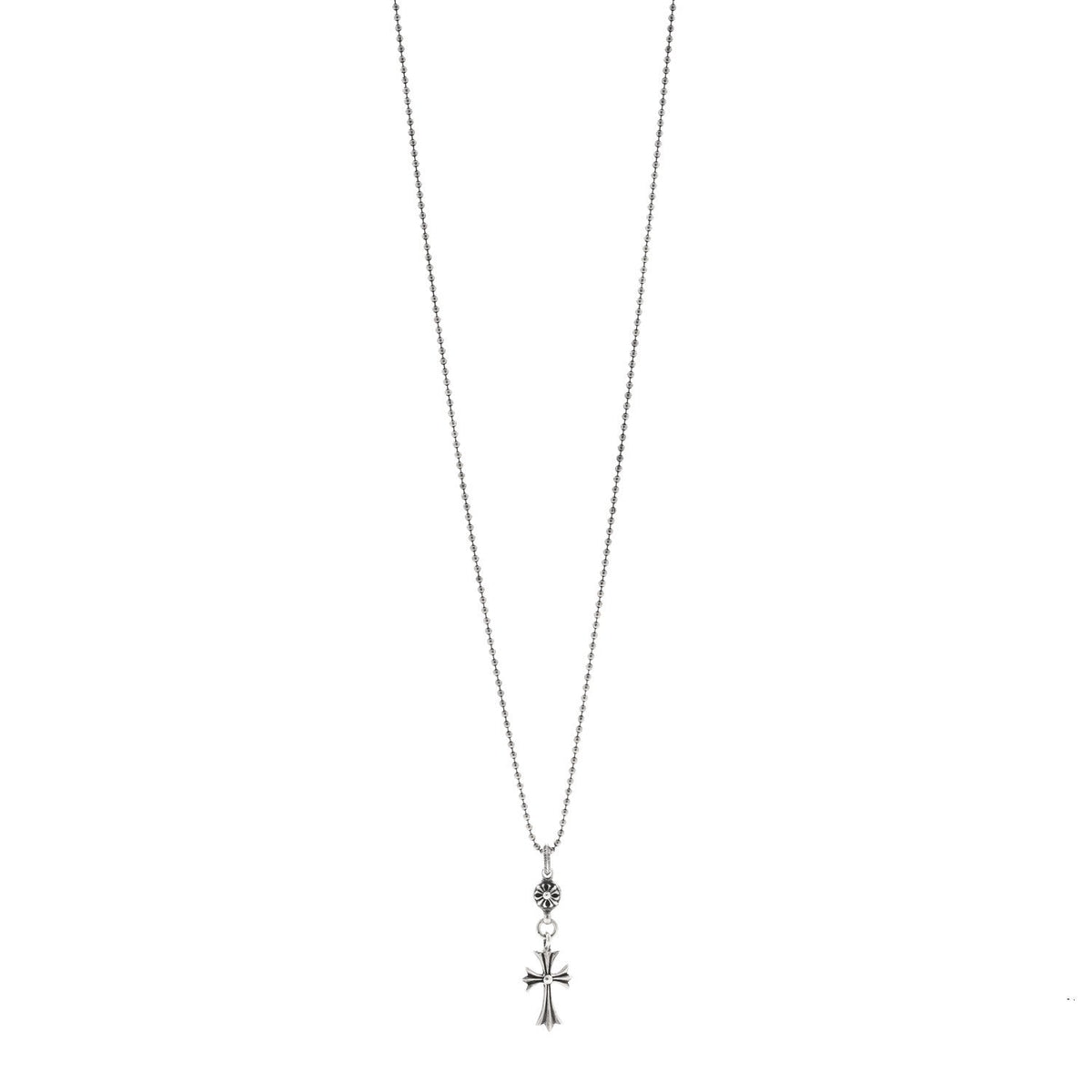 Sterling Silver Tiny CH Cross Ball Pendant Necklace