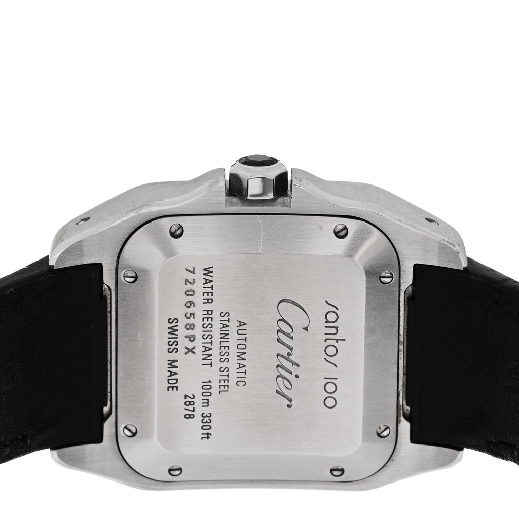 Stainless Steel Alligator 33mm Santos 100 Automatic Watch