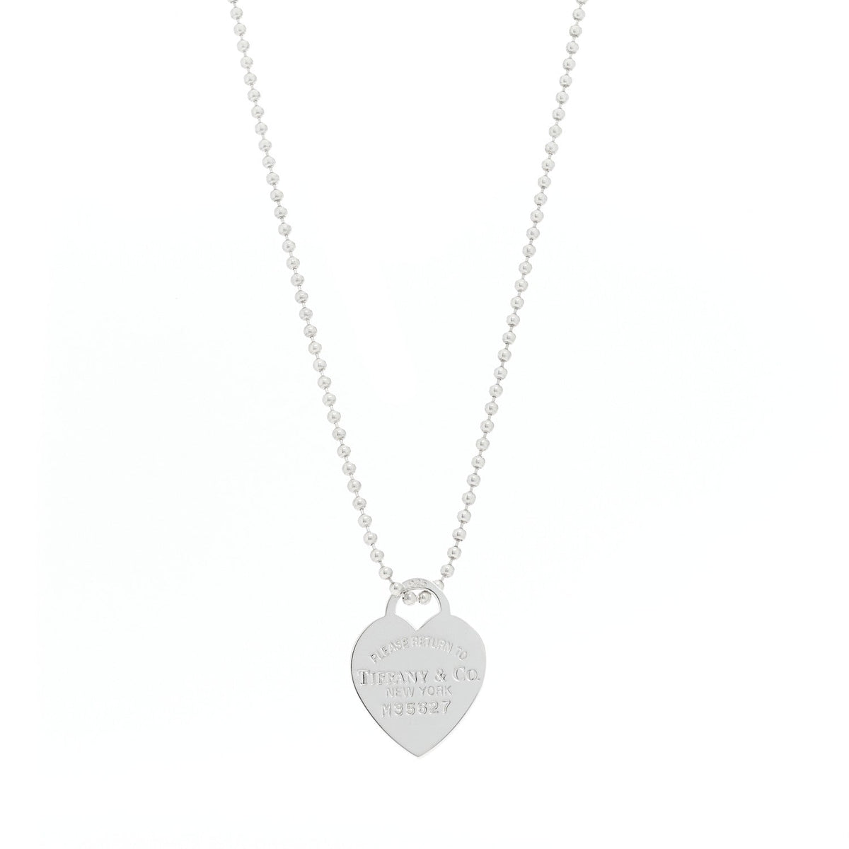 Sterling Silver Return To Tiffany Heart Pendant Bead Chain Necklace