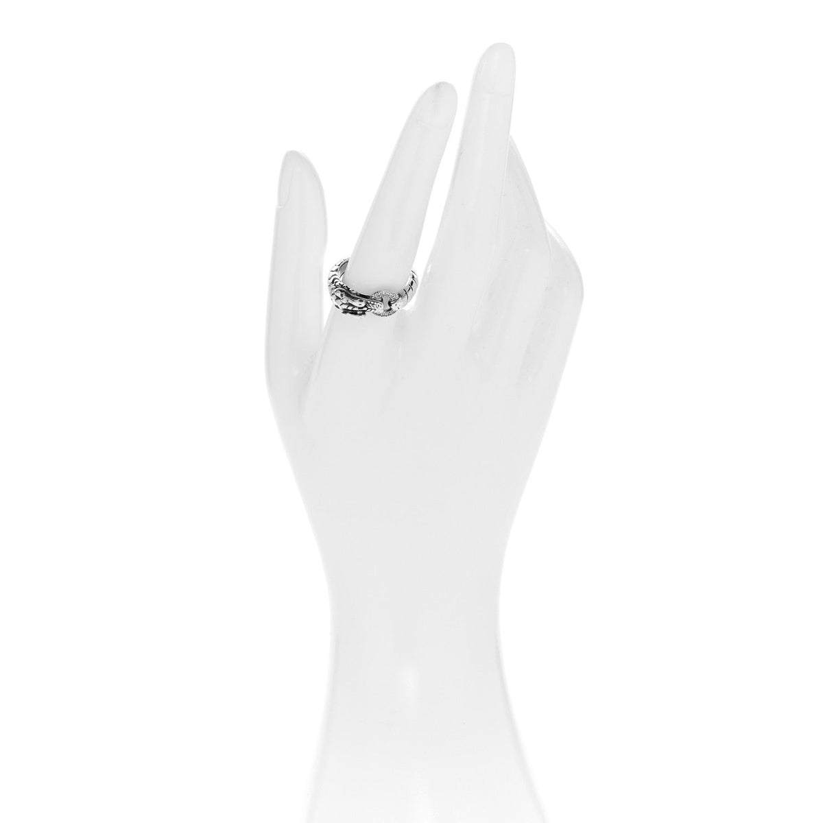 Sterling Silver Diamond Naga Dragon Head Ring 56 7.5