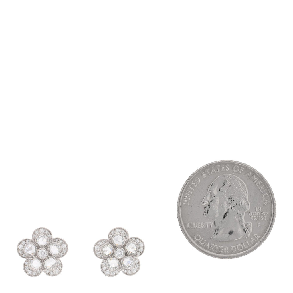 Platinum Diamond Enchant Flower Stud Earrings