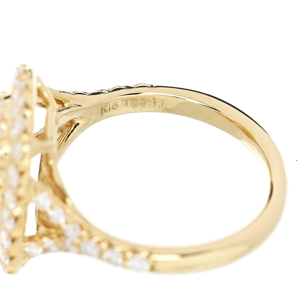 18K Yellow Gold Diamond 1.29ct Emerald Cut Double Halo Pave Engagement Ring 50 5.25