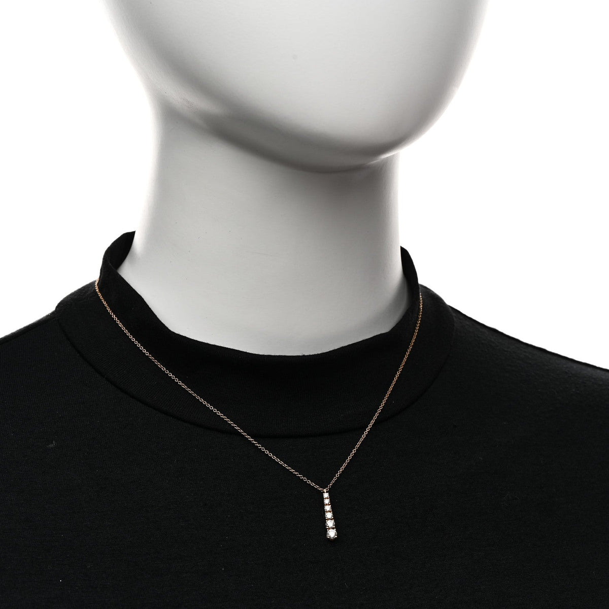 18K Rose Gold Diamond Graduated Drop Pendant Necklace