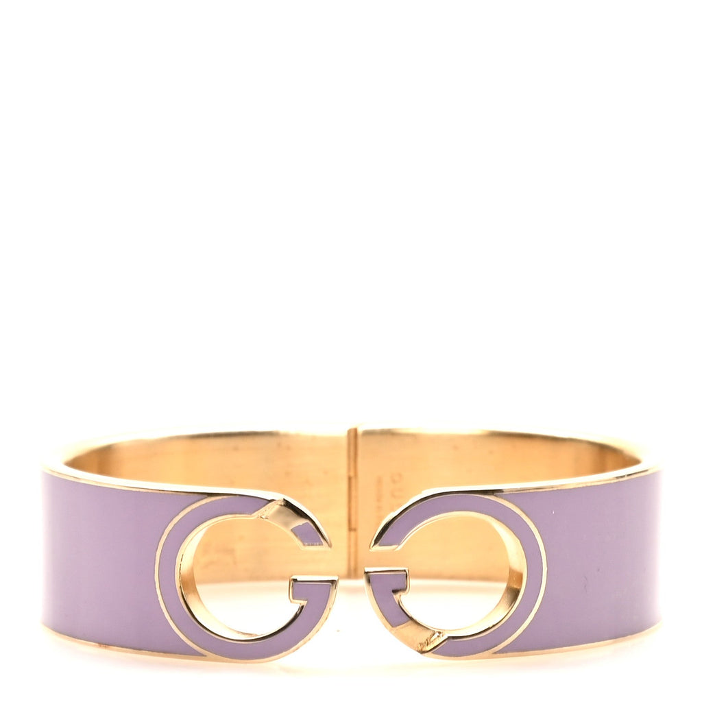 Enamel Interlocking G Cuff Bracelet Lilac