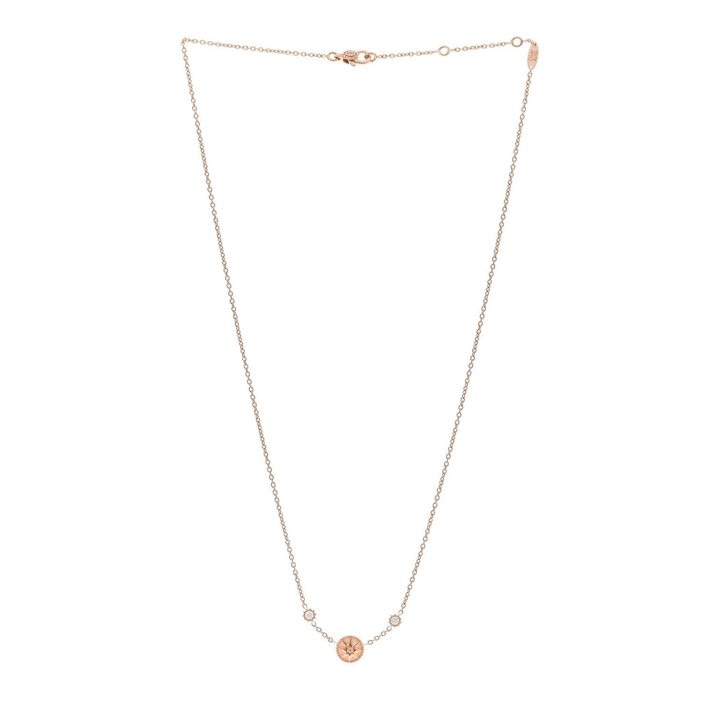 18K Rose Gold Diamond Pink Opal Rose Des Vents Station Necklace