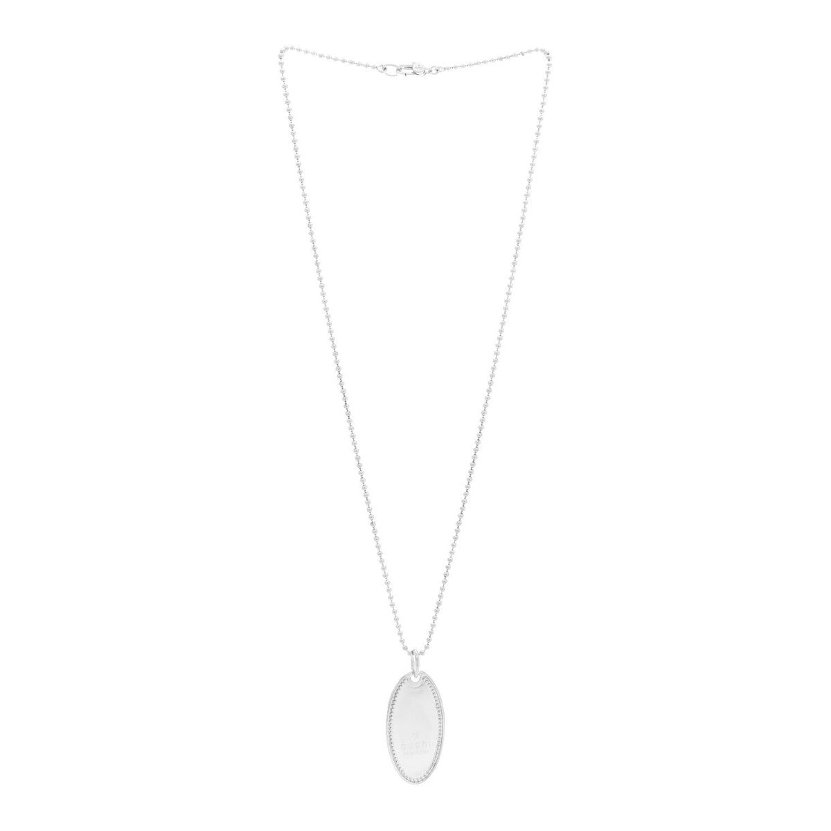 Sterling Silver Trademark Logo Oval Pendant Necklace