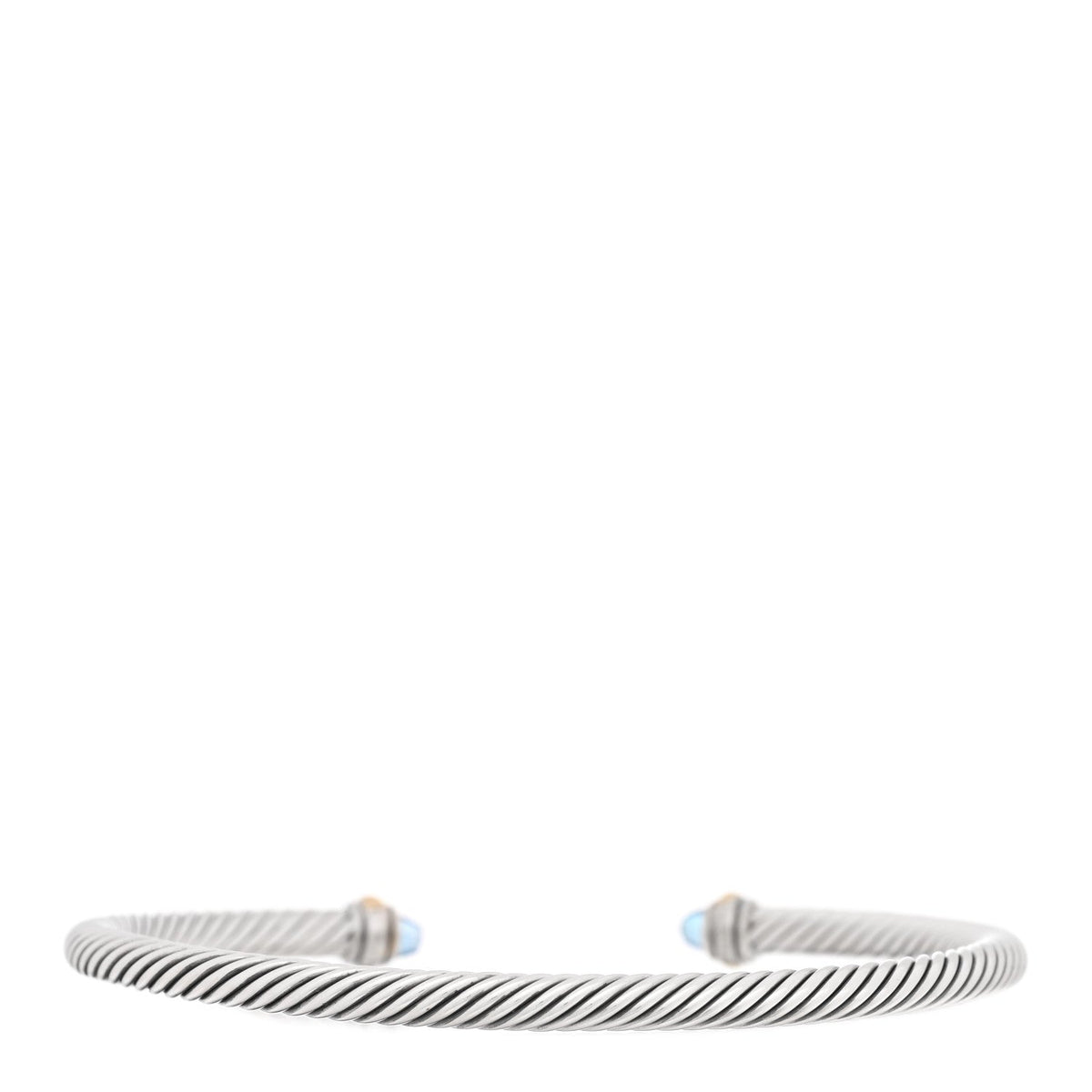 Sterling Silver 18K Yellow Gold Blue Topaz 4mm Cable Classics Bracelet