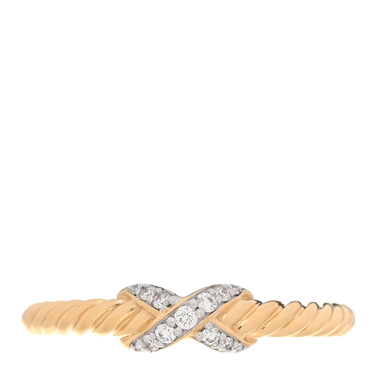 18K Yellow Gold Diamond Petite X Ring 49 5