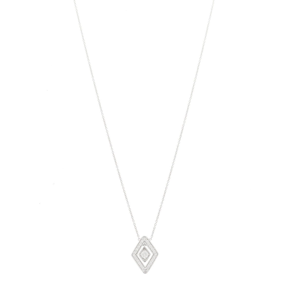 18K White Gold Diamond Diamante Necklace