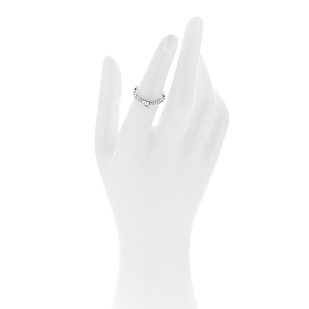 Platinum Diamond .37ct Round Cut Solitaire Half Eternity Engagement Ring  49 5