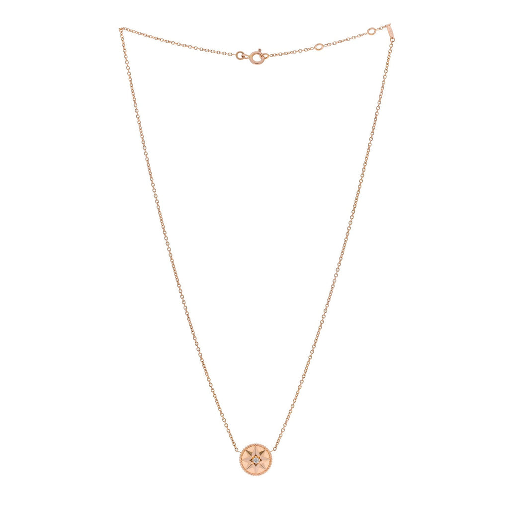 18K Rose Gold Diamond Pink Opal Rose Des Vents Necklace