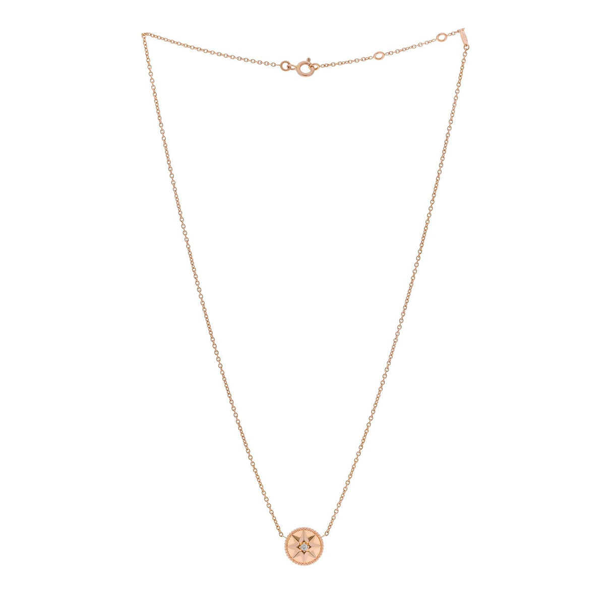 18K Rose Gold Diamond Pink Opal Rose Des Vents Necklace