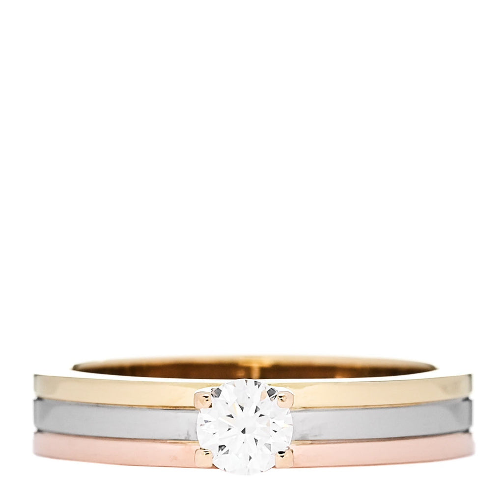 18K Pink Yellow White Gold Diamond .24ct Solitaire Trinity Engagement Ring 50 5.25