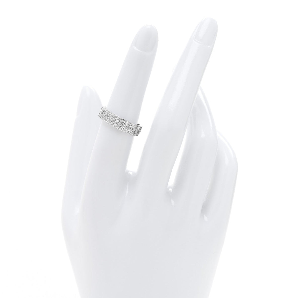 18K White Gold Diamond Metro Five-Row Ring 52 6