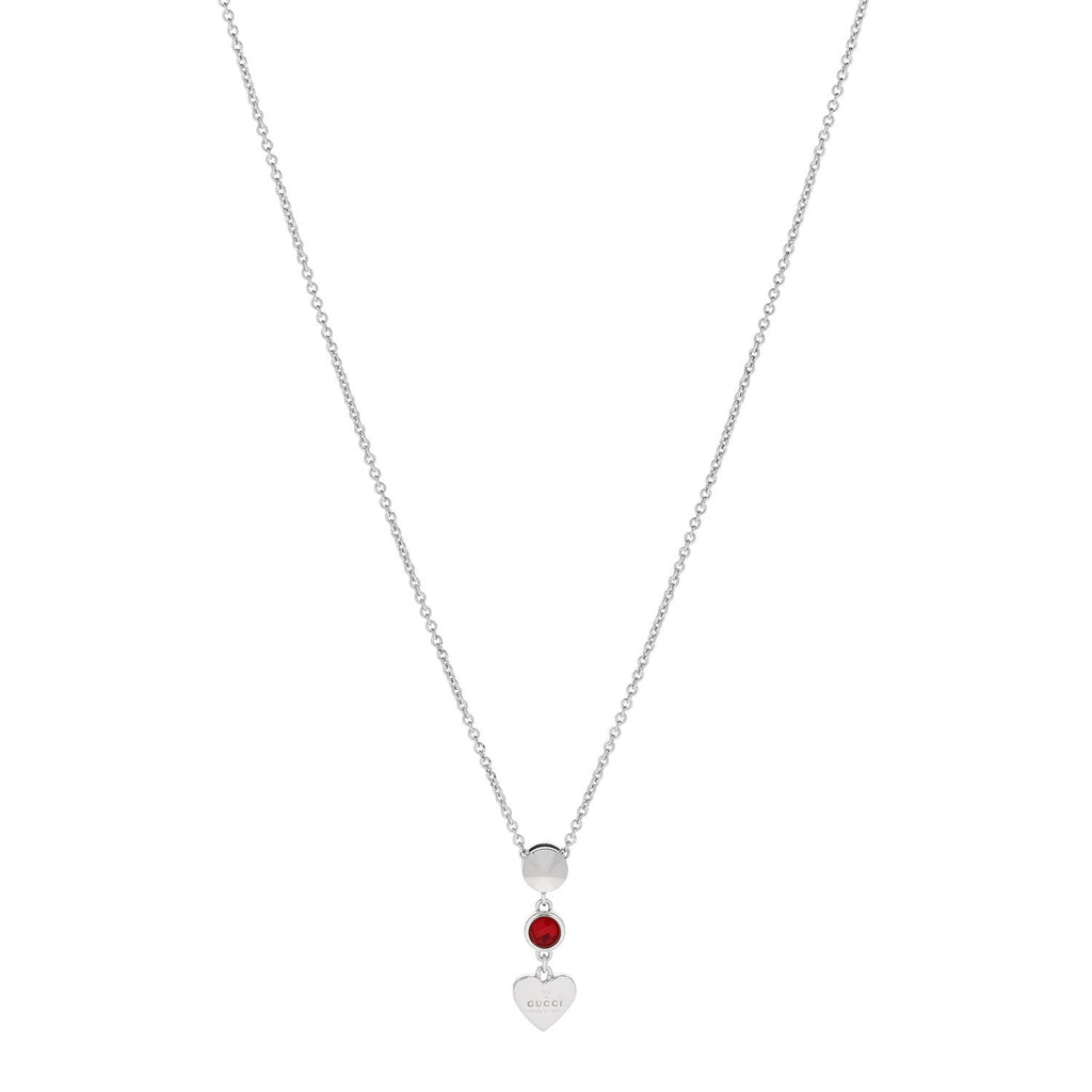 Sterling Silver Crystal Trademark Heart Pendant Necklace Red