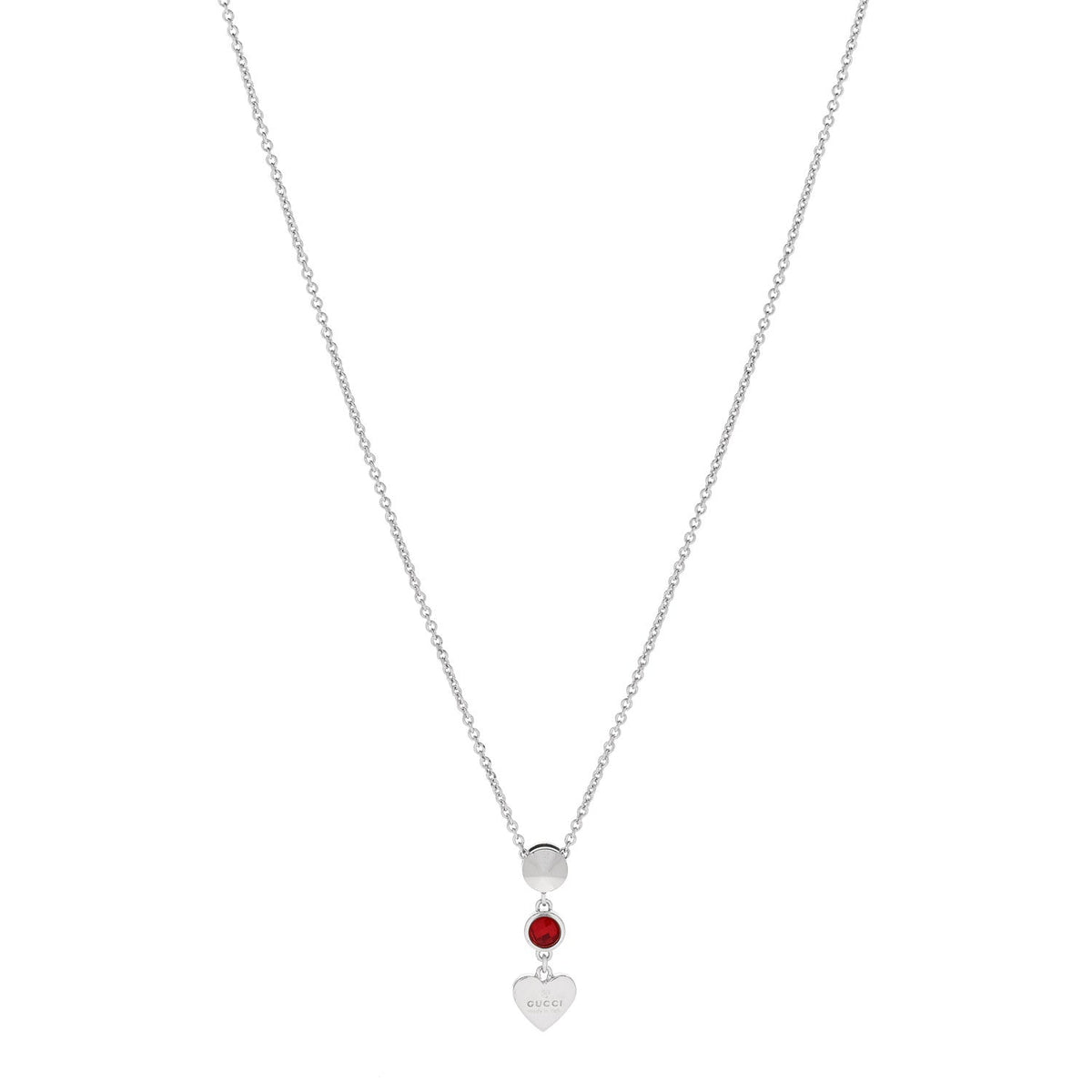 Sterling Silver Crystal Trademark Heart Pendant Necklace Red