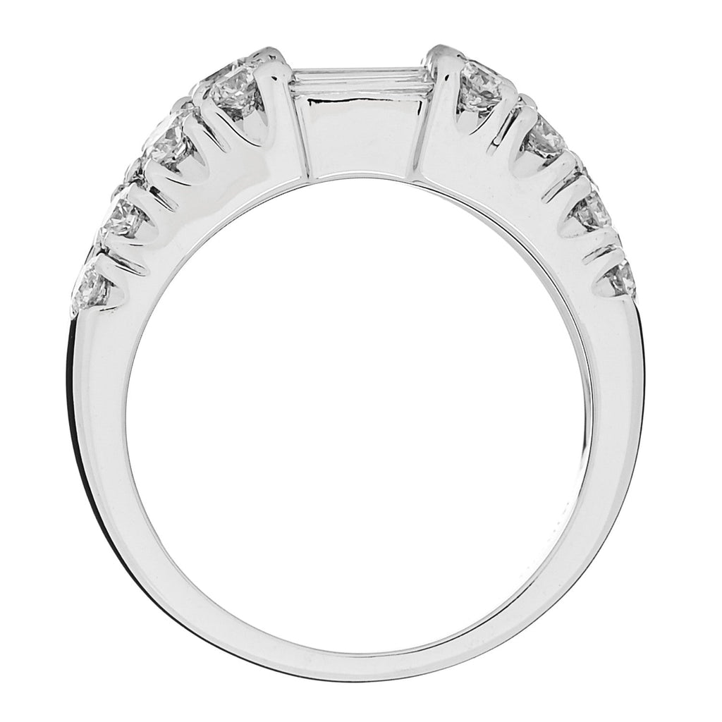 18K White Gold Diamond 1.92ctw Baguette Round Cut Ring 50 5.25