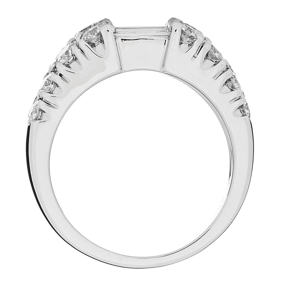 18K White Gold Diamond 1.92ctw Baguette Round Cut Ring 50 5.25