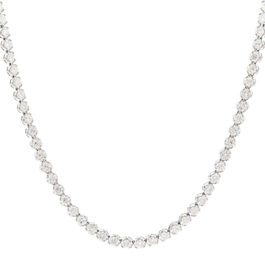 14K White Gold Diamond 6.95ctw Tennis Choker Necklace