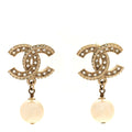 Crystal Timeless CC Pearl Drop Earrings Light Gold