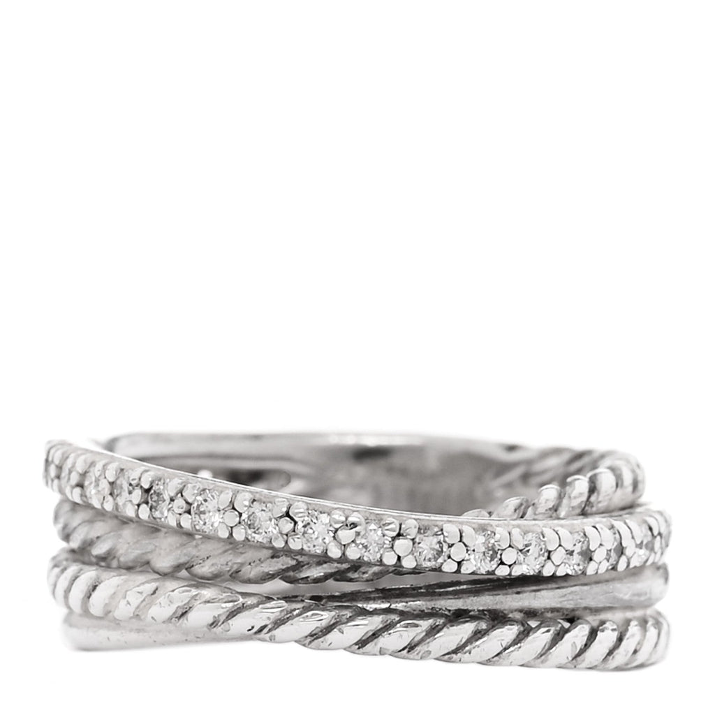 Sterling Silver Diamond 7mm Crossover Ring 50 5.5