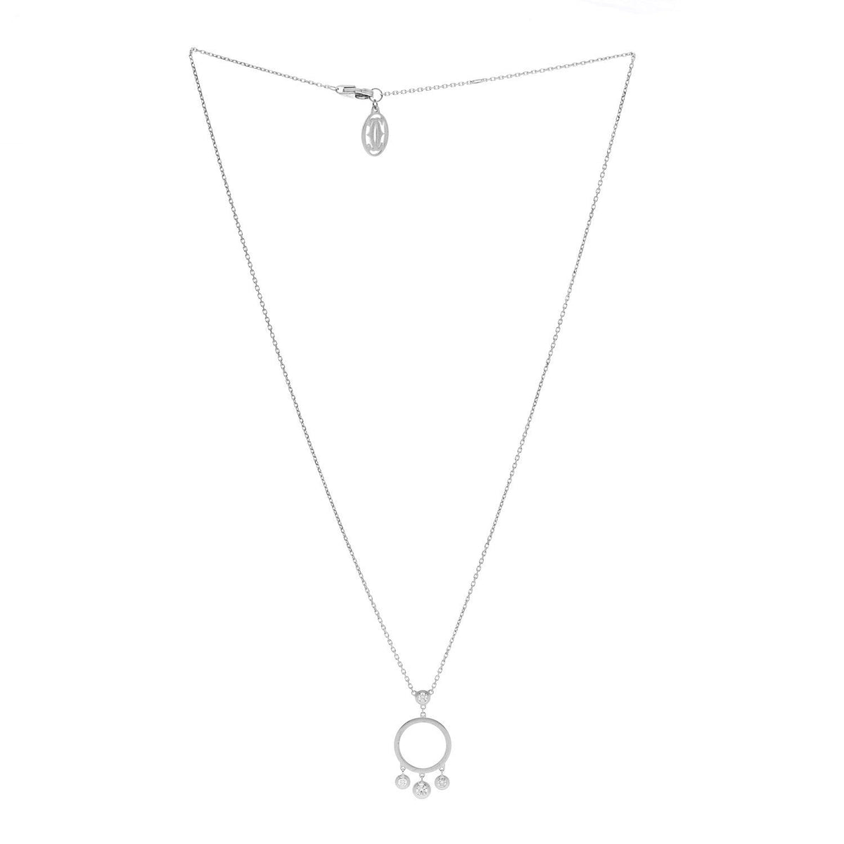 18K White Gold Diamond Legers Drop Necklace