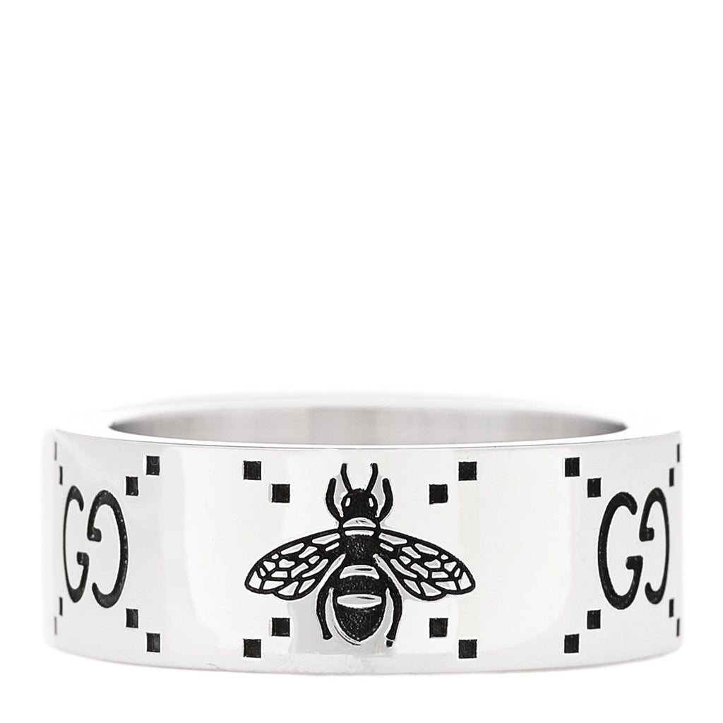 Sterling Silver GG Bee Band Ring 65 11
