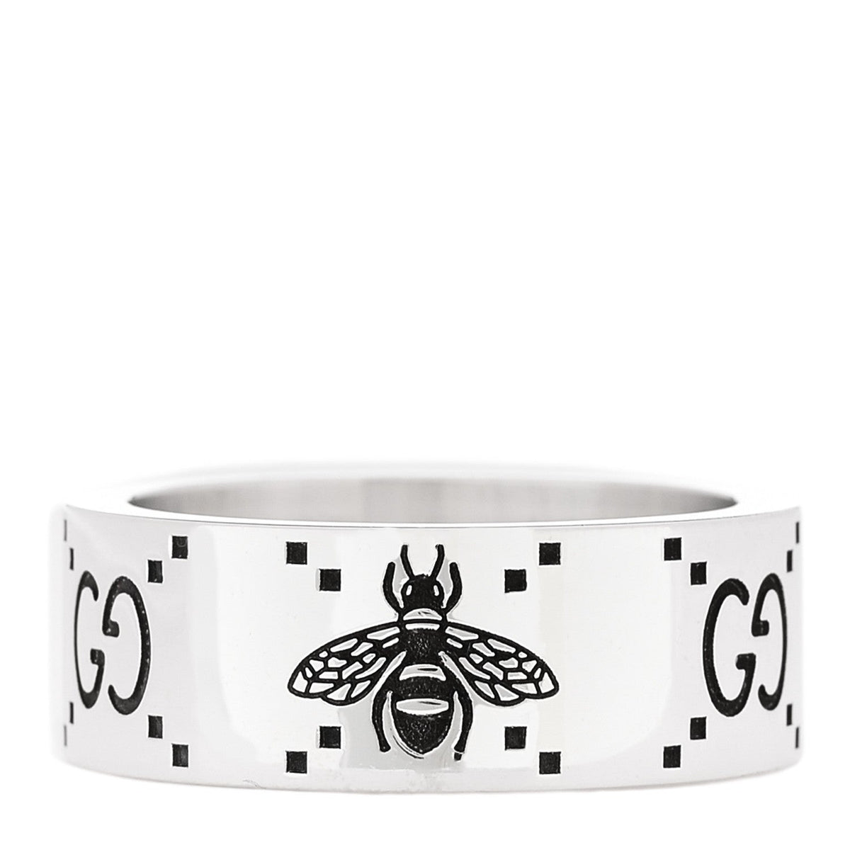 Sterling Silver GG Bee Band Ring 65 11