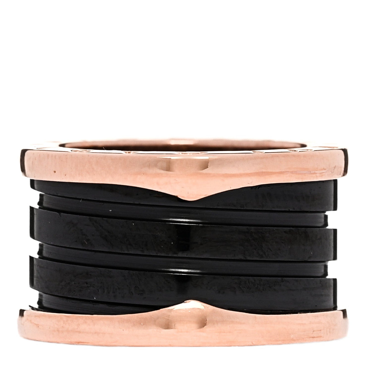 18K Rose Gold Black Ceramic B.Zero1 Four-Band Ring 50 5.25
